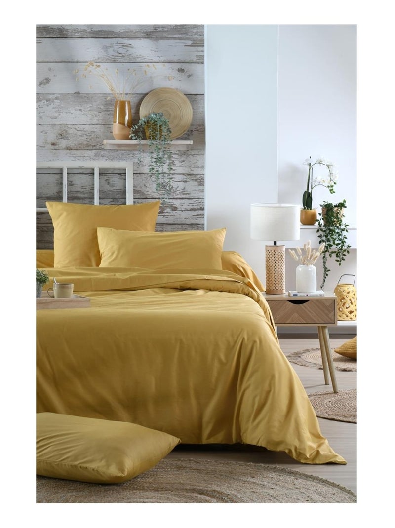 1 taie de traversin percale de coton uni elysee Jaune moutarde - Kiabi