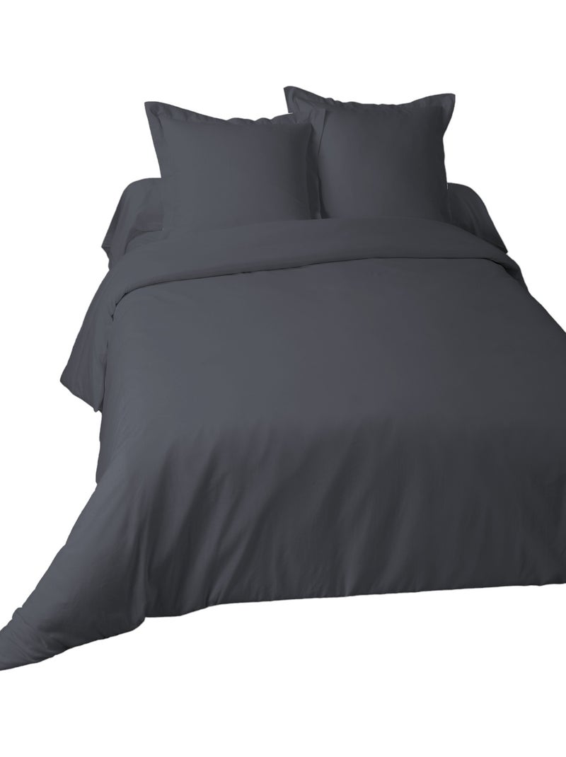 1 Taie d'oreiller coton uni 65 x 65 cm Alice anthracite Noir Gris anthracite - Kiabi