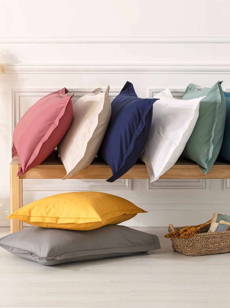 1 Taie d'oreiller coton uni couleur moderne Gris clair - Kiabi