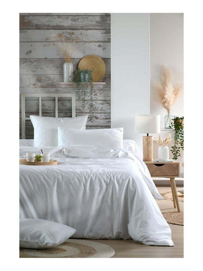 1 Taie d'oreiller percale de coton uni Elysee Blanc - Kiabi