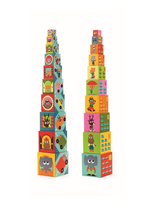 10 Cubes à empiler - Véhicules - Kiabi