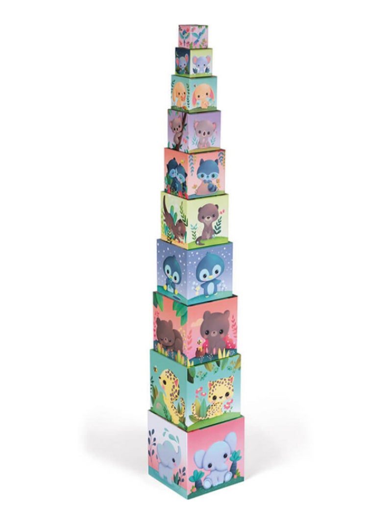 10 cubes à empiler les animaux tout mignons Multicolore - Kiabi