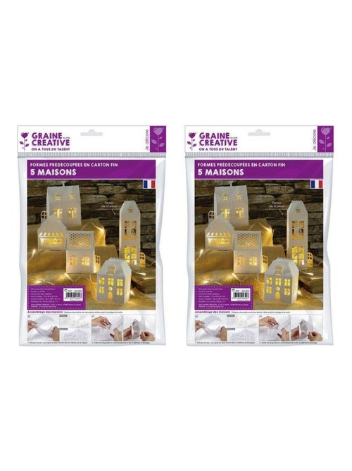 10 maisons blanches à monter soi-même 19 x 5,5 x - Graine Créative - Kiabi