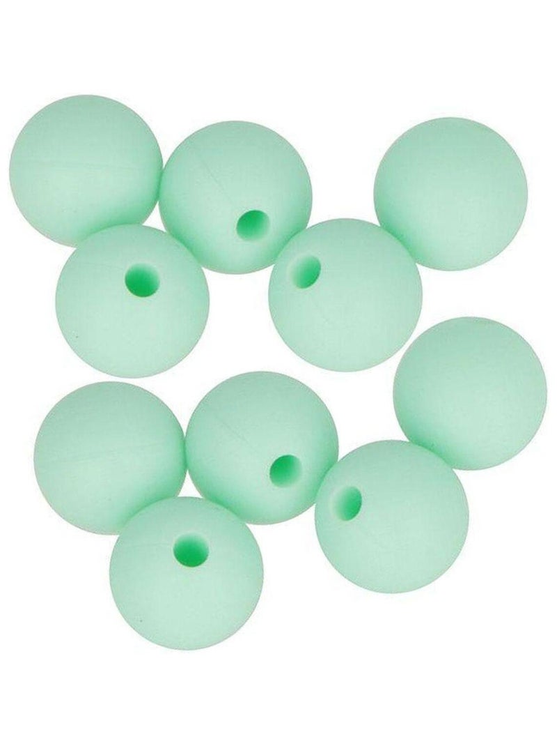 10 perles silicone rondes 10 mm - vert d'eau - Artemio N/A - Kiabi