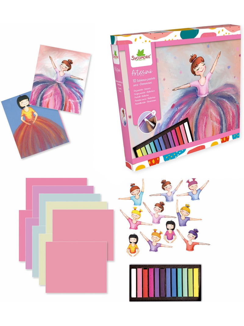 10 tableaux pastels secs Danseuses Rose - Kiabi