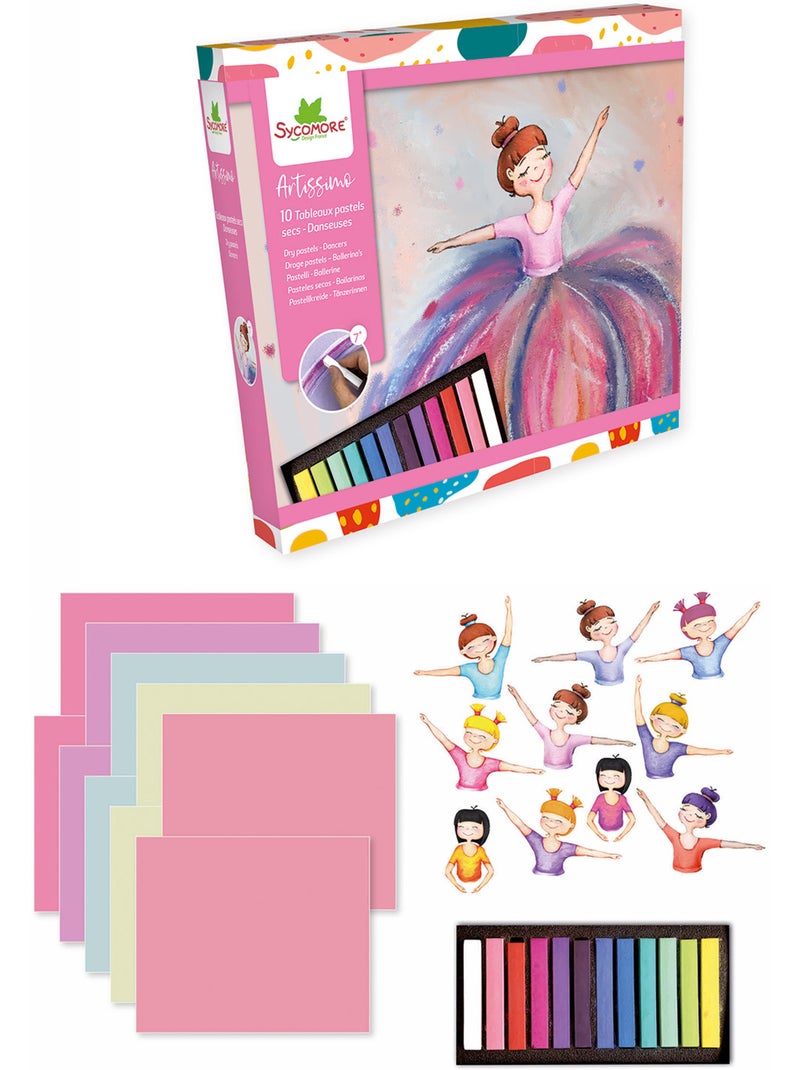 10 tableaux pastels secs Danseuses Rose - Kiabi