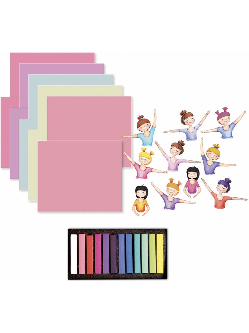 10 tableaux pastels secs Danseuses Rose - Kiabi