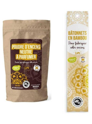 100 Bâtonnets bambou + Poudre neutre à parfumer - Les Encens du Monde