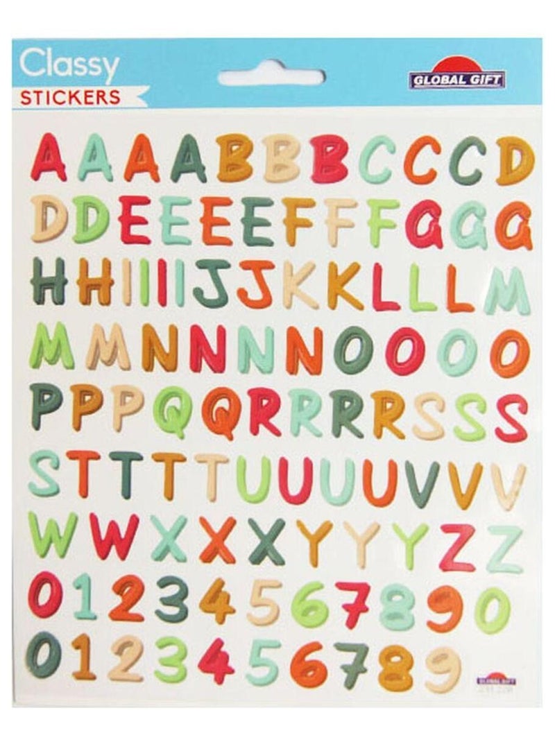 102 Autocollants - Alphabet & Chiffres - Couleurs - Global Gift Multicolore - Kiabi