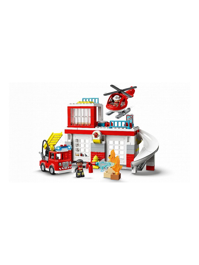LEGO DUPLO La caserne de pompiers et l'hélicoptère de secours 10970 Jeu de  construction (117 pièces) 