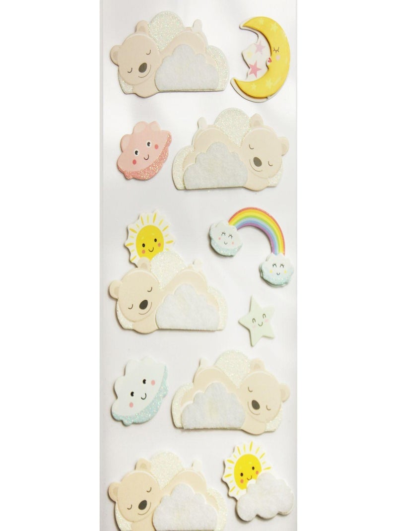 11 Autocollants 3D - Enfants dodo - Paillettes - Global Gift Multicolore - Kiabi
