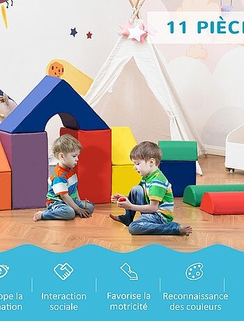 11 blocs de construction en mousse XXL - modules de motricité EPE PU multicolore