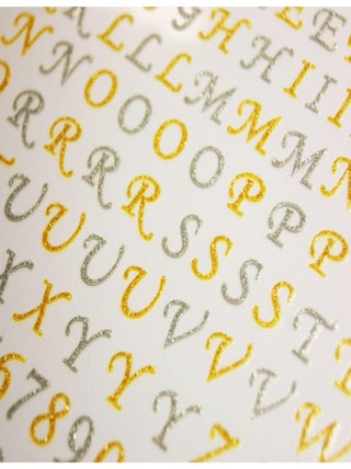 117 Autocollants - Alphabet et chiffres - argenté - Global Gift
