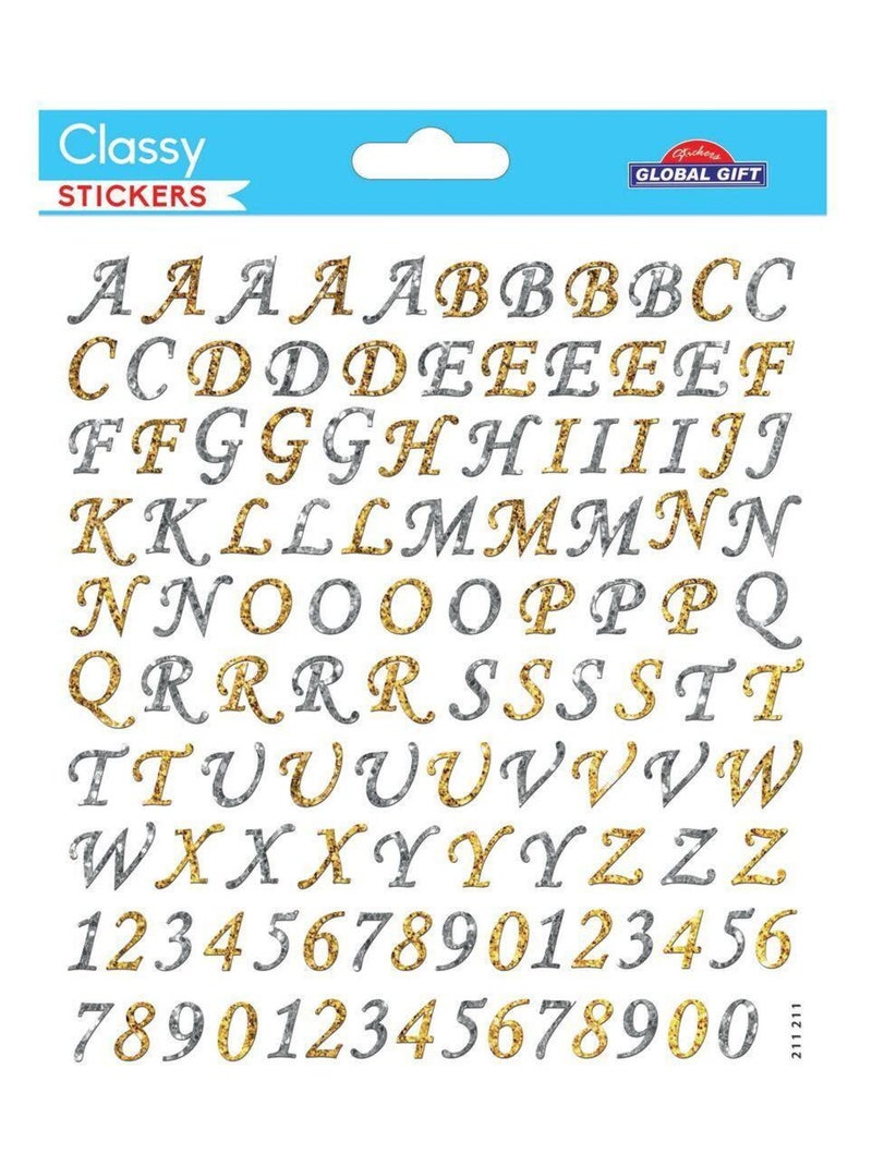 117 Autocollants - Alphabet et chiffres - argenté - Global Gift Multicolore - Kiabi