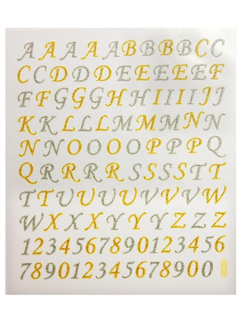 117 Autocollants - Alphabet et chiffres - argenté - Global Gift Multicolore - Kiabi