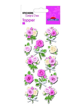 12 Autocollants 3D - Roses et noeuds - Global Gift