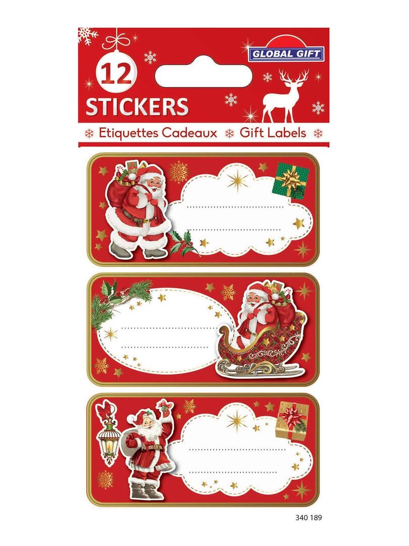 8 étiquettes cadeaux autocollantes - Sapins de Noël - N/A - Kiabi