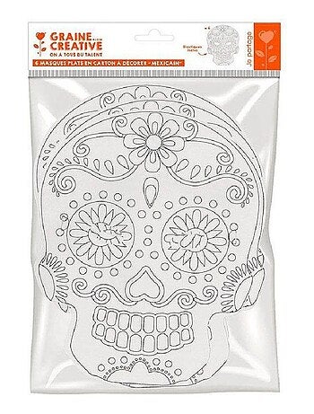 12 masques plats en carton à colorier - Calavera - Graine Créative