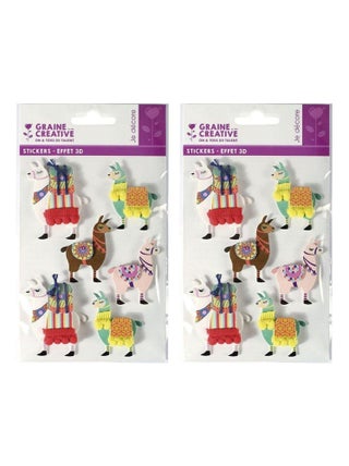 12 stickers 3D - Lama 6 cm - Graine Créative