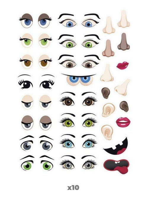 1240 gommettes adhésives - yeux et visage - Graine Créative - Kiabi