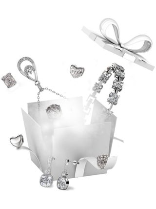 13 bijoux et 11 Beads surprises pour Calendrier de l'avent - Argenté et Cristal ou blanc