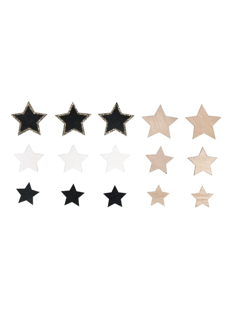 14 étoiles adhésives en bois - 6 types - 3 à 5 cm Multicolore - Kiabi