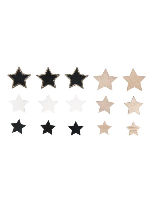 14 étoiles adhésives en bois - 6 types - 3 à 5 cm - Kiabi