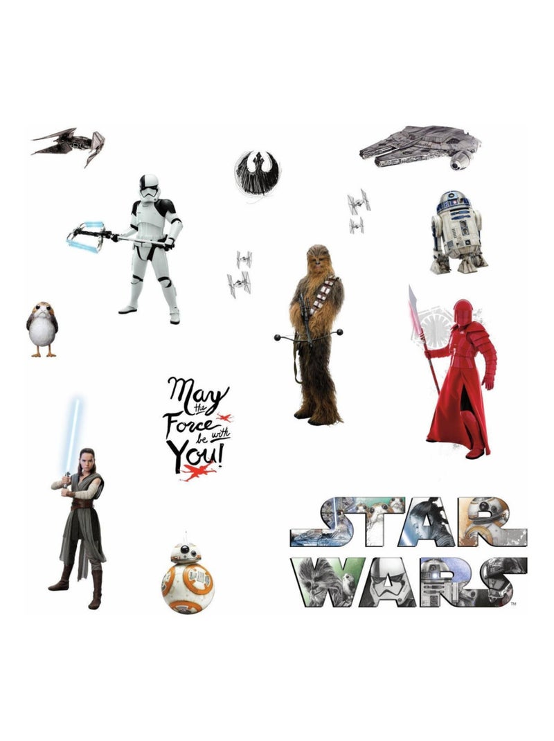 14 Stickers Repositionnables Star Wars, épisode VIII : Les Derniers Jedi 23x44cm Multicolore - Kiabi