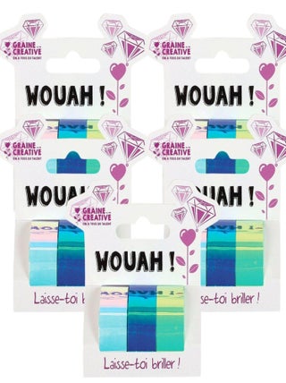15 masking tapes iridescents 5 m x 1,5 cm - blanc, - Graine Créative