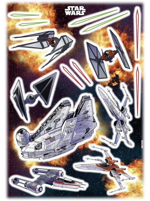 15 Stickers géant Vaisseaux Star Wars 50 x 70 cm - Kiabi