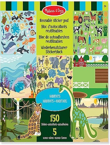 150 autocollants réutilisables - habitats
