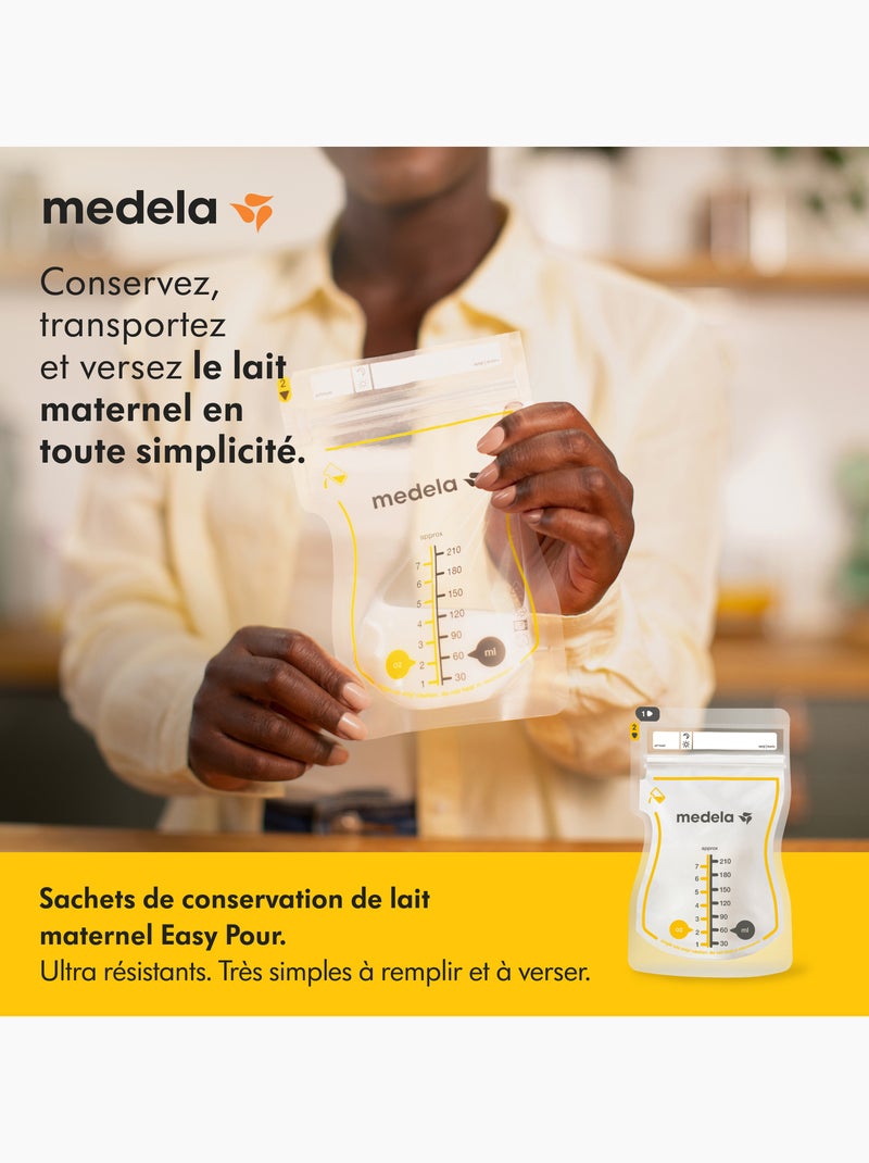 150 sachets conservation lait maternel Medela Easy Pour - Versement facile à une main, congélation à Transparent - Kiabi