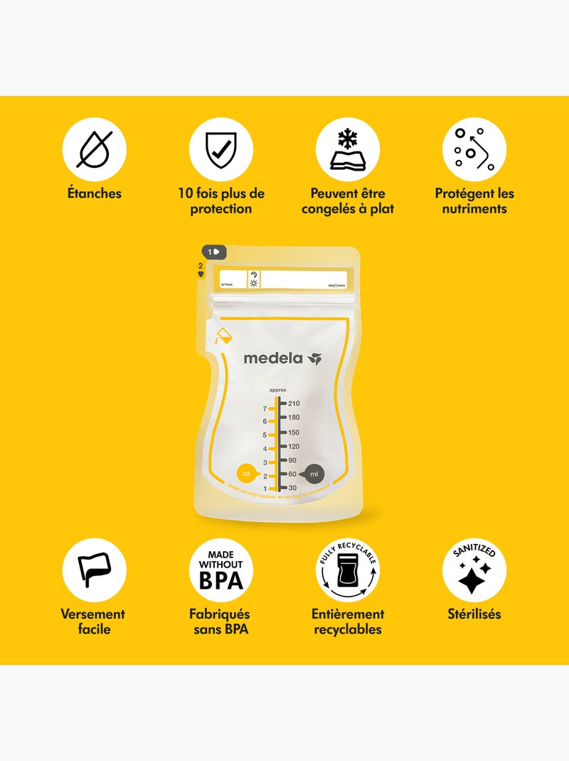 150 sachets conservation lait maternel Medela Easy Pour - Versement facile à une main, congélation à Transparent - Kiabi