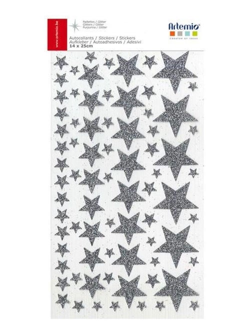 150 stickers étoiles à paillettes argentées - Artemio - Kiabi