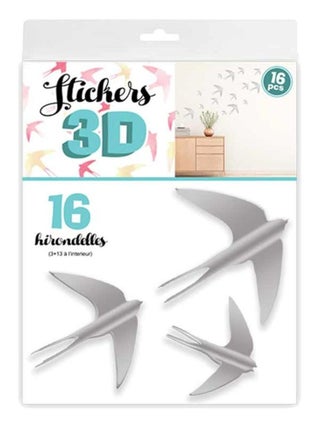 16 adhésifs décoratifs 3D hirondelles