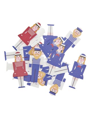 16 Autocollants en bois - marins - bleu et rouge - Rico Design