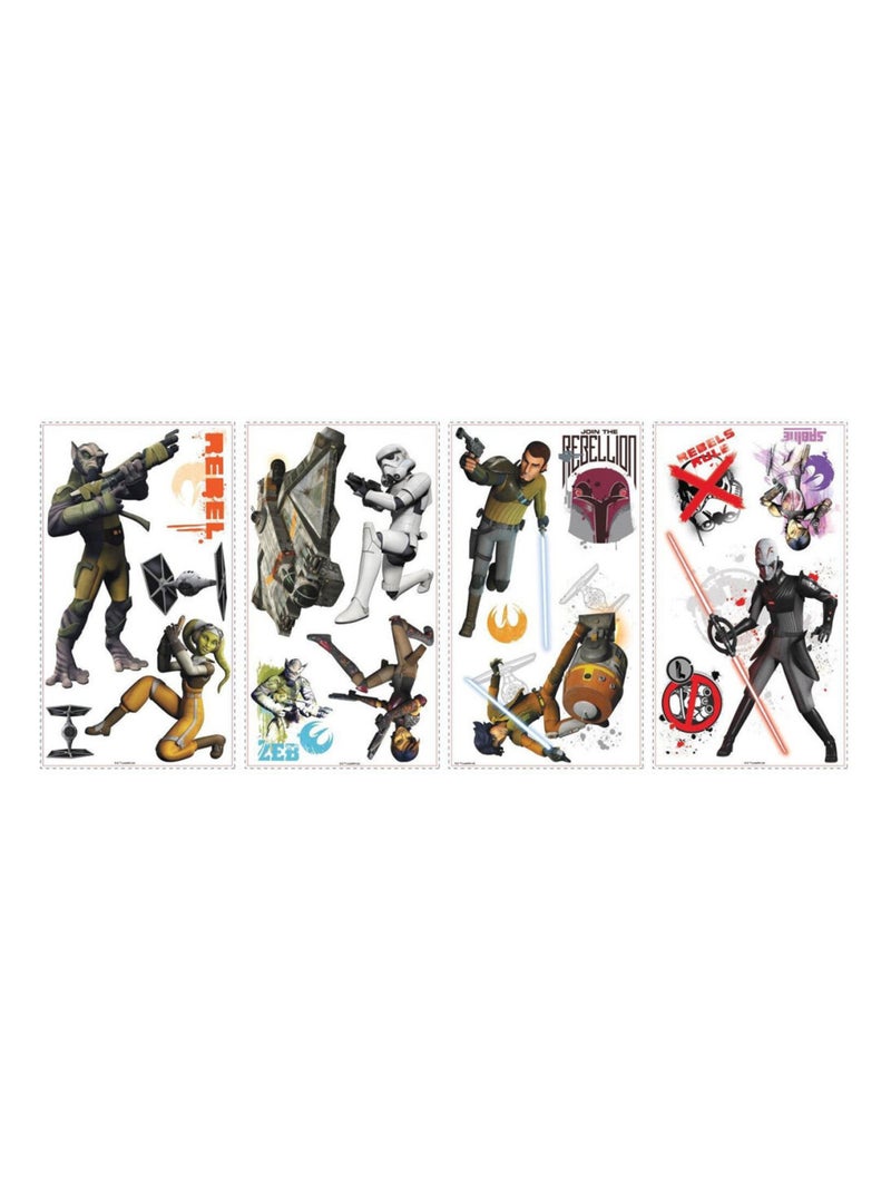 17 Stickers Géant Phosphorescent Star Wars Rebels 4 planches 29x72cm Multicolore - Kiabi
