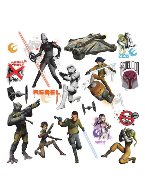 17 Stickers Géant Phosphorescent Star Wars Rebels 4 planches 29x72cm - Kiabi