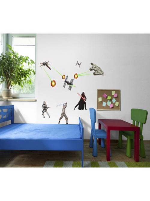 17 Stickers géant War Star Wars Rey, stormtrooper, et vaisseaux spaciaux 50 x 70 cm - Kiabi