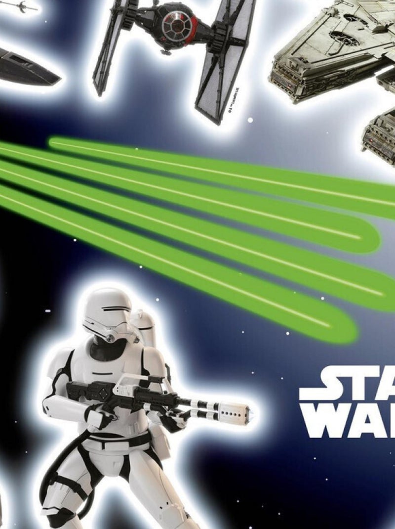 17 Stickers géant War Star Wars Rey, stormtrooper, et vaisseaux spaciaux 50 x 70 cm Multicolore - Kiabi