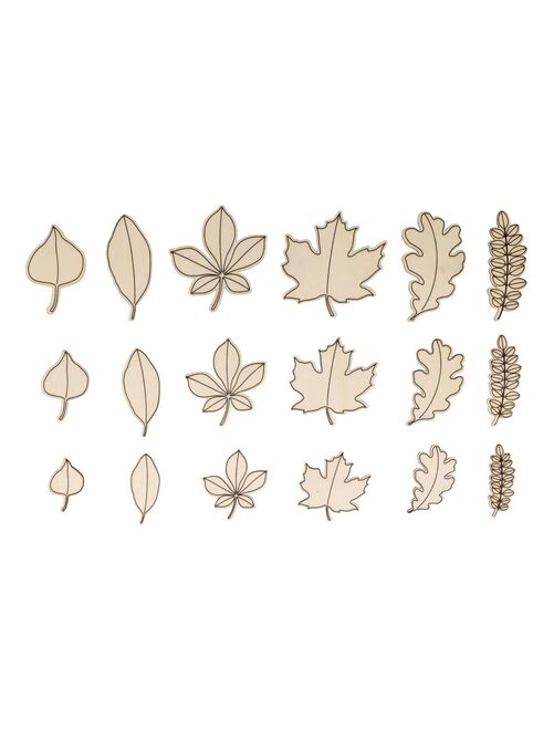 18 Mini décorations en bois - Feuilles Automne - Artemio - Kiabi