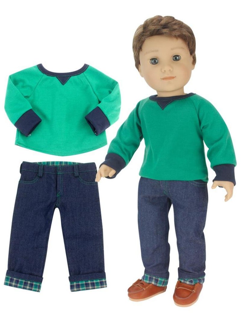 18" poupée - chemise, jean à menace en flanelle et mocassins N/A - Kiabi