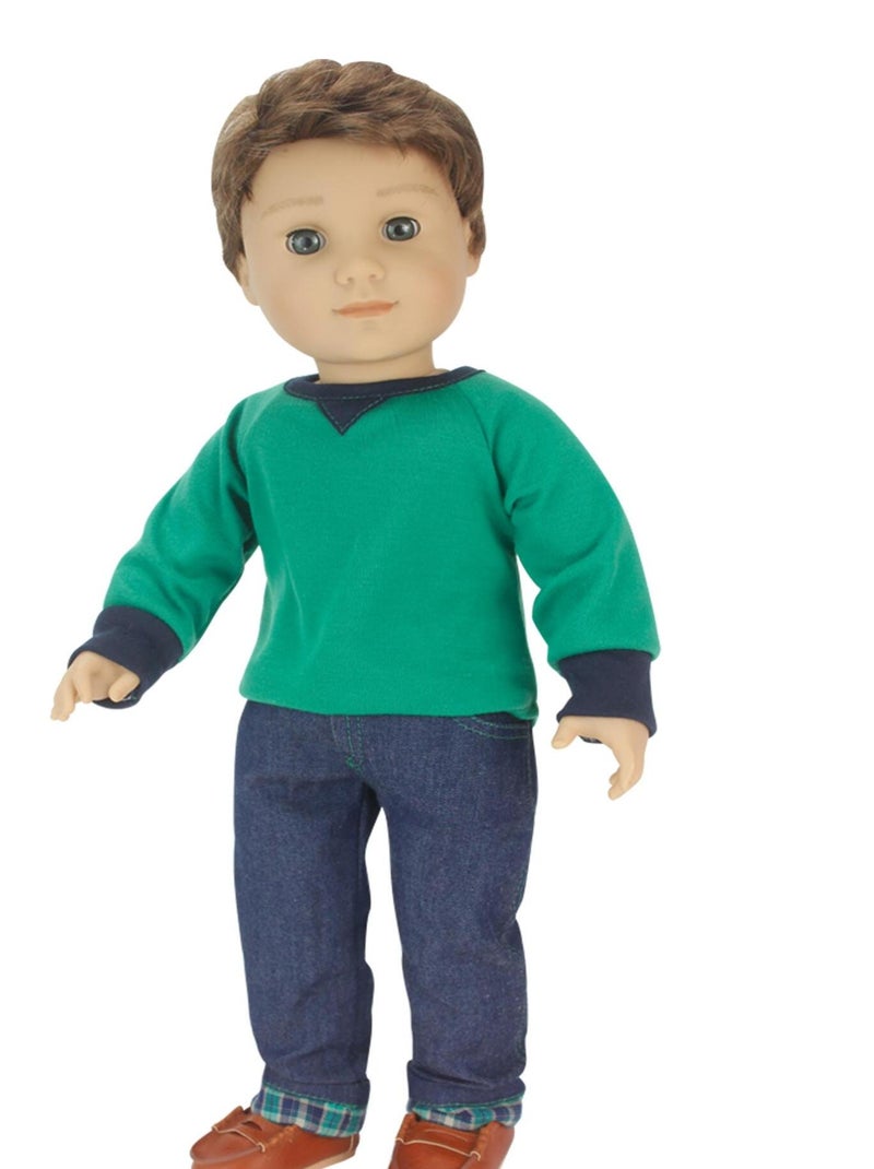 18" poupée - chemise, jean à menace en flanelle et mocassins N/A - Kiabi