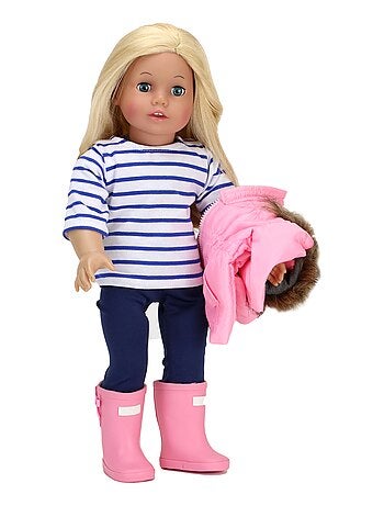 18" Poupee - Parka, Leggings, Stripe T & Wellies