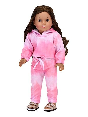 18" Poupee - Pink Tie Dye Sweat à capuche et pantalon de survêtement