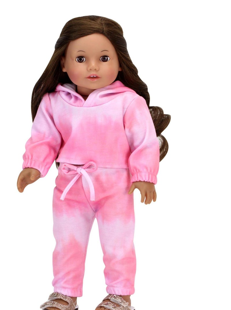 18" Poupee - Pink Tie Dye Sweat à capuche et pantalon de survêtement N/A - Kiabi