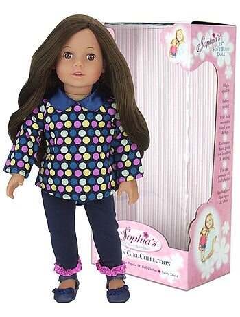 18" Poupee - Poupee Brunette avec pois à polka, legging, sous-vêtements, chaussures