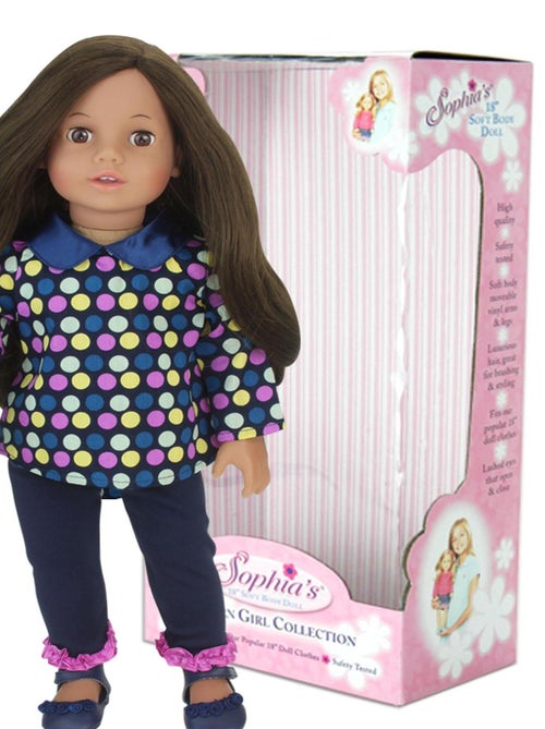 18" Poupee - Poupee Brunette avec pois à polka, legging, sous-vêtements, chaussures - Kiabi