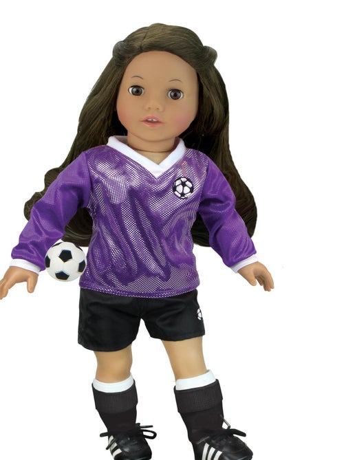 18" Poupee - Tenue de football, balle, chaussettes, crampons et gardes de tibias - Kiabi