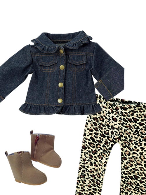 18" Poupee - Veste en jean à volants, leggings à imprimé animal - Kiabi